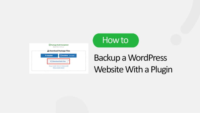 The easiest way to create a WordPress backups is by using a plugin like Duplicator. It is one of the best WordPress backup plugins.